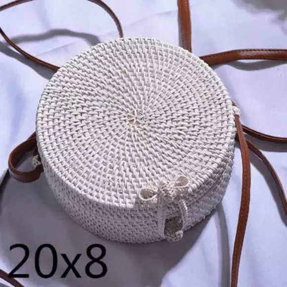 🌴WHITE LARGER BALI KNOT CLOSURE RATTAN-STRAW BAG - Picture 5 of 5